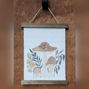 Mushroom Wall Art with Wooden Frame